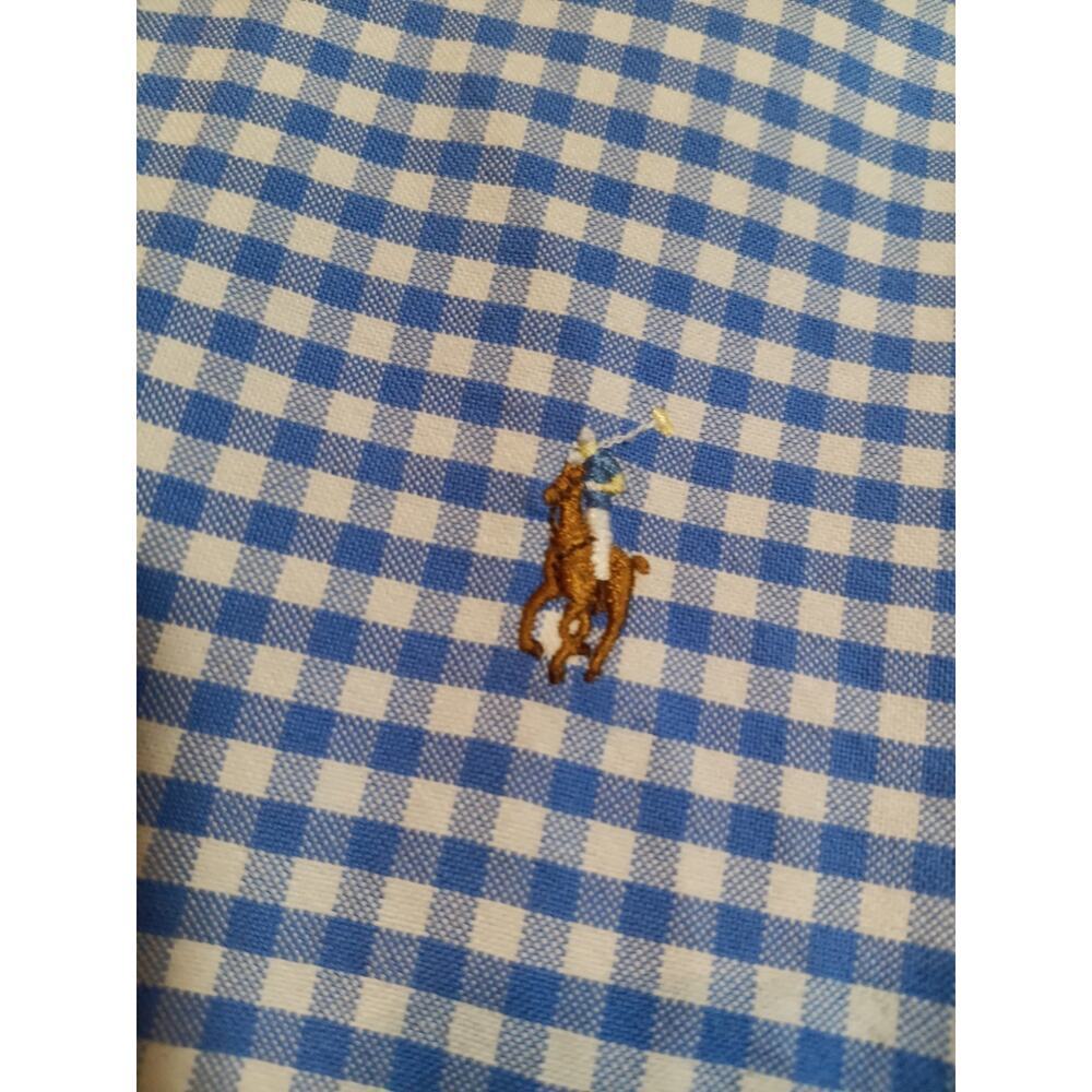 Men Ralph Lauren Classics RL Shirt Large Blue White Tablecloth Pattern $125 - Picture 3 of 5